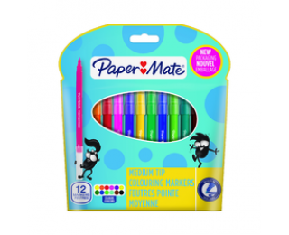 Pochette de 12 feutres – PAPERMATE – Pointe moyenne assortiment