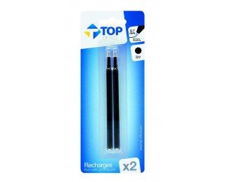 Lot de 2 recharges stylos-roller effaçables – TOP OFFICE – Encre noire