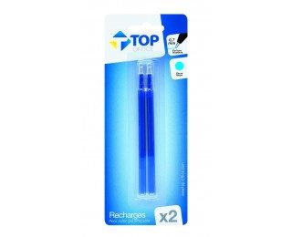 Lot de 2 recharges stylos- roller effaçables – TOP OFFICE – Encre bleue