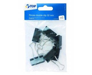 Lot 6 pinces double clips – TOP OFFICE – 32 mm
