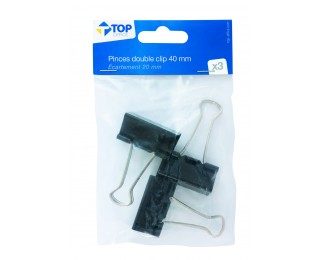 Lot 3 pinces double clips – TOP OFFICE – 40 mm