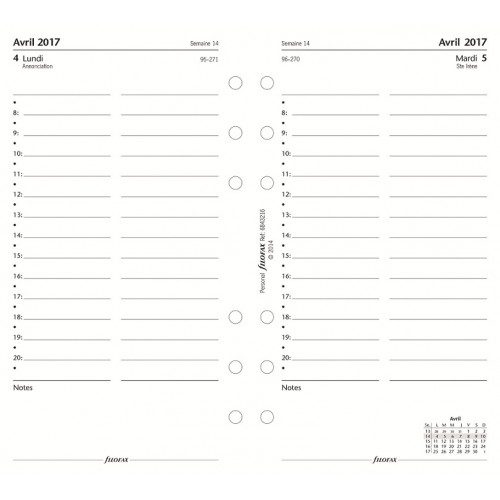Recharge – FILOFAX – A5 – 1 semaine sur 2 pages