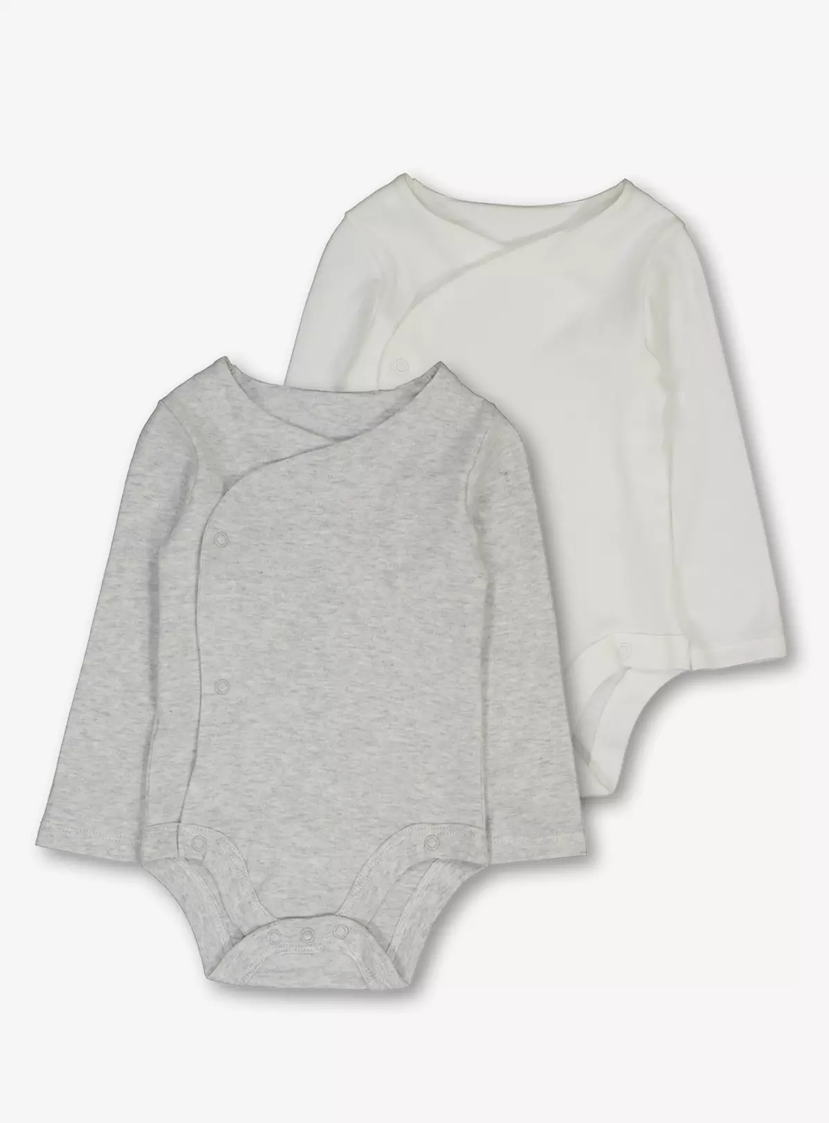 White & Grey Marl Long Sleeve Bodysuit 2 Pack – 18-24 months