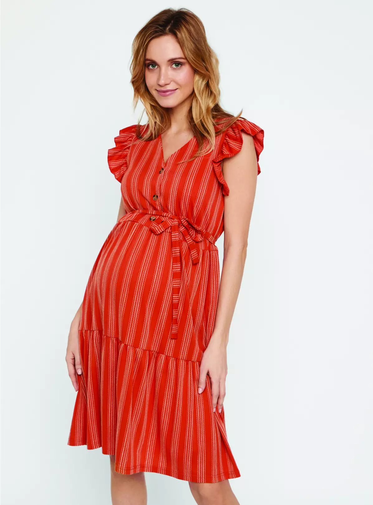 Red Stripe Maternity Dress – 8