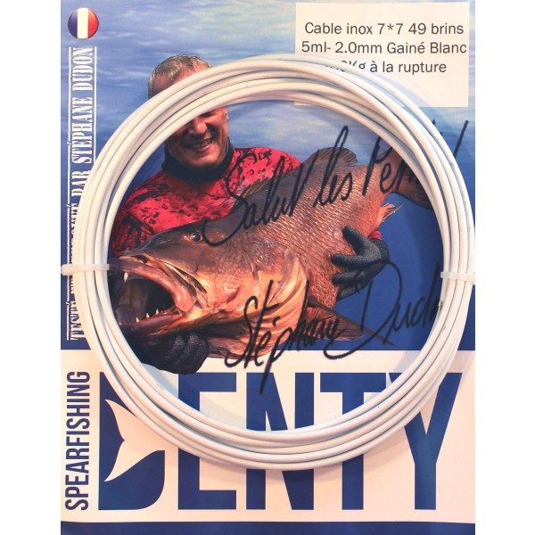 Câble inox Denty spearfishing 7*7 – 2.0 mm gainé blanc