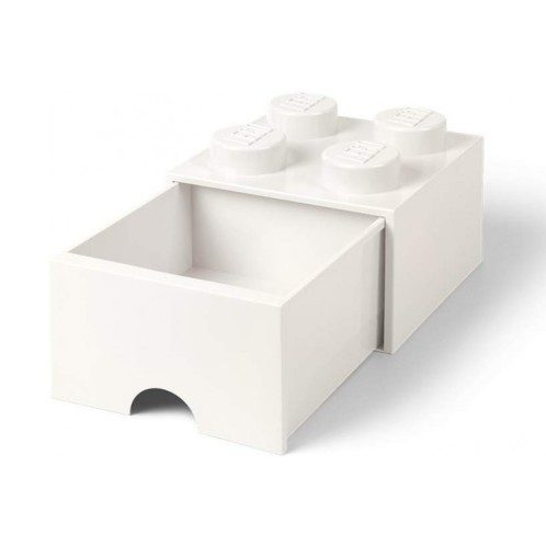 Brique de rangement Lego empilable avec 4 plots – Blanc