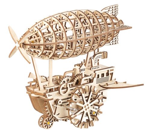 Maquette 3D mobile en bois “Dirigeable Steampunk” 25 x 30 cm – 349 pièces