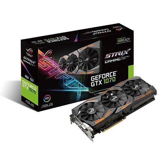 Asus GeForce GTX 1070 STRIX – 8 Go GeForce GTX 1070, 1506 MHz (1531 MHz mode OC), PCI-Express 16x, 8 Go, 8008 MHz