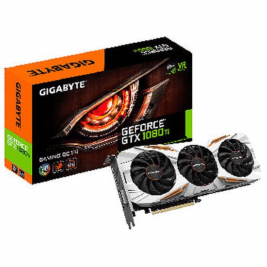 Gigabyte GeForce GTX 1080 Ti Gaming OC – 11 Go GeForce GTX 1080 Ti, 1518 MHz (1544 MHz OC Mode), PCI-Express 16x, 11 Go, 11 010 MHz