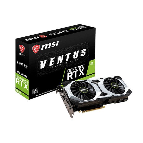 MSI GeForce RTX 2080 Ventus OC – 8 Go GeForce RTX 2080, 1515 MHz, PCI-Express 16x, 8 Go, 7000 MHz