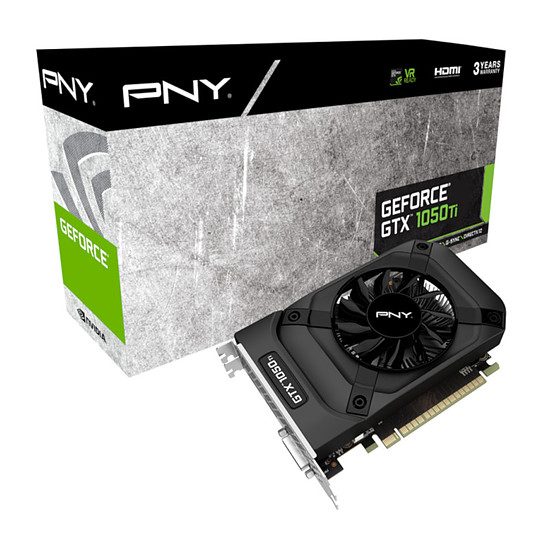 PNY GeForce GTX 1050 Ti – 4 Go GeForce GTX 1050 Ti, 1290 MHz, PCI-Express 16x, 4 Go, 7000 MHz