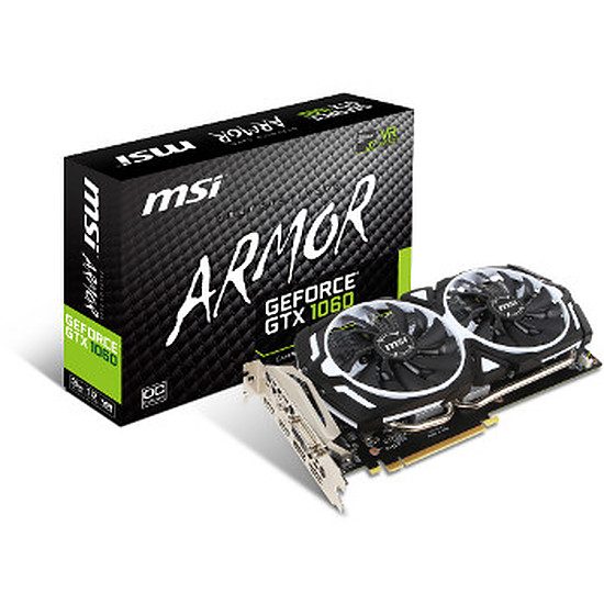 MSI GeForce GTX 1060 Armor OC V1 – 3 Go GeForce GTX 1060, 1544 MHz, PCI-Express 16x, 3 Go, 8008 MHz