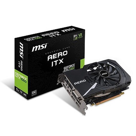 MSI GeForce GTX 1060 Aero ITX OC – 6 Go GeForce GTX 1060, 1544 MHz, PCI-Express 16x, 6 Go, 8008 MHz (8108 MHz OC Mode)