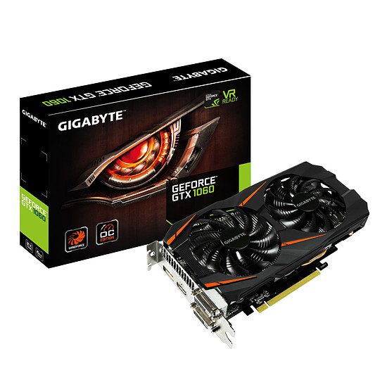 Gigabyte GeForce GTX 1060 WindForce OC – 6 Go GeForce GTX 1060, 1556 MHz (1582 MHz OC Mode), PCI-Express 16x, 6 Go, 8008 MHz