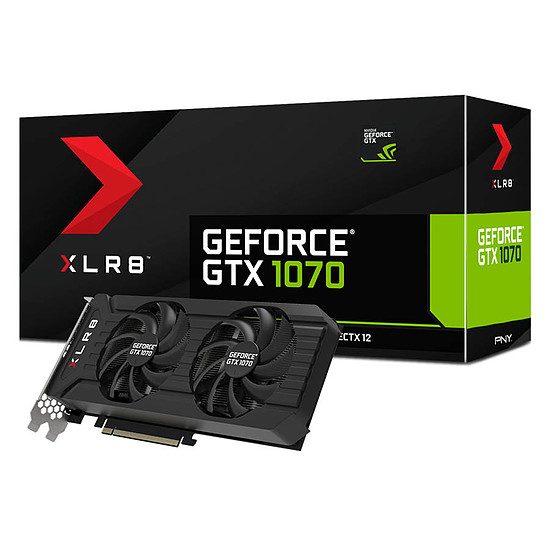 PNY GeForce GTX 1070 XLR8 OC Gaming Dual Fan – 8 Go GeForce GTX 1070, 1518 MHz, PCI-Express 16x, 8 Go, 8000 MHz