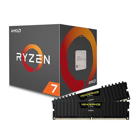 AMD Ryzen 7 2700X + Corsair Vengeance LPX Black DDR4 8 coeurs, 3,70 GHz, 20 Mo, AMD Ryzen, 105 Watts