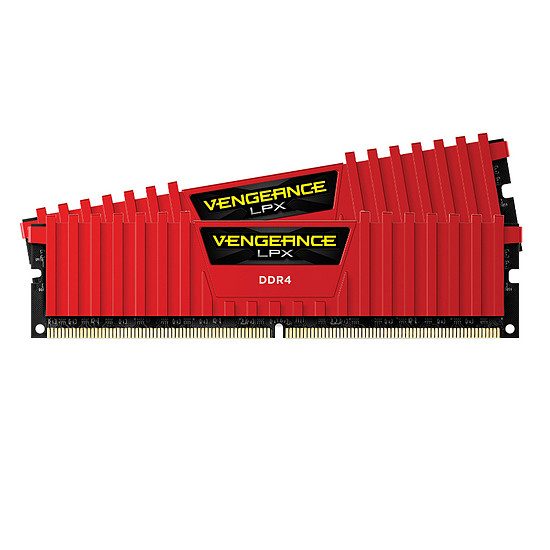 Corsair Vengeance LPX Red DDR4 2 x 4 Go 2400 MHz CAS 14 RAM PC, DDR4, 8 Go, 2400 MHz – PC19200, 14-16-16-31, 1,20 Volts, CMK8GX4M2A2400C14R