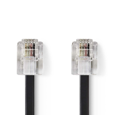 Câble De Télécommunication Rj11 (6p4c) Femelle – Rj11 (6p4c) Femelle Plat 2 M Noir Nedis