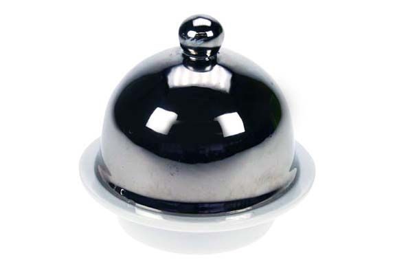 Beurrier porcelaine avec cloche inox ø 6.5 cm