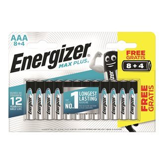 Pile alcaline AAA – 8 piles LR3 Energizer Max plus + 4 offertes