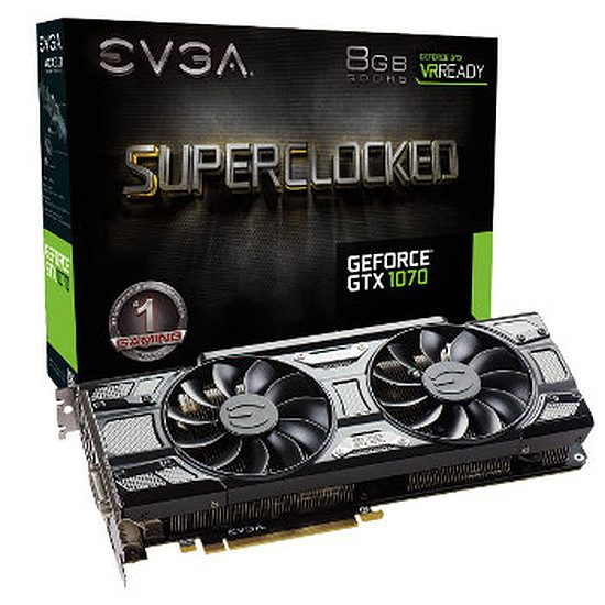 EVGA GeForce GTX 1070 SC Gaming Black Edition – 8 Go GeForce GTX 1070, 1594 MHz, PCI-Express 16x, 8 Go, 8008 MHz