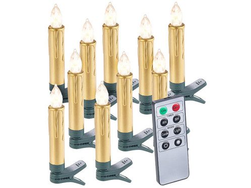 10 bougies LED pour sapin de Noël avec télécommande – coloris Or