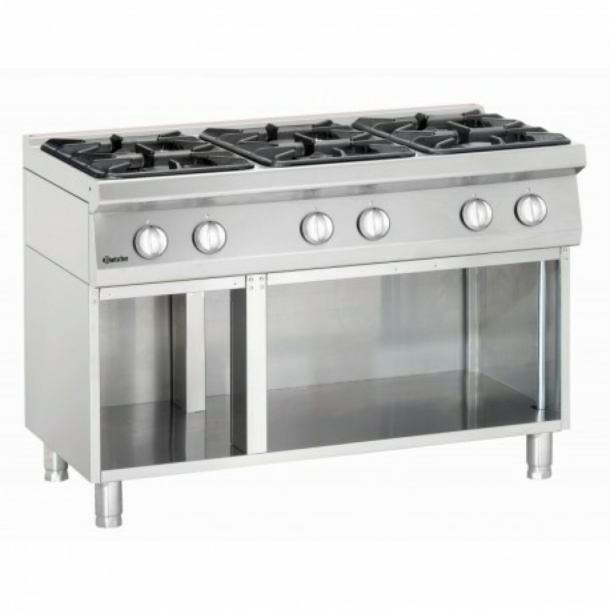 Piano de cuisson 6 feux vifs 27.3 kw – L1200xP700xH850-900 – soubassement ouvert – Bartscher
