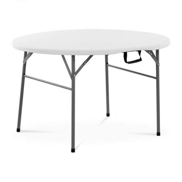Table pliante – Ø 1 200 x 740 mm – Royal Catering – 150 kg – Intérieur/extérieur – Blanche