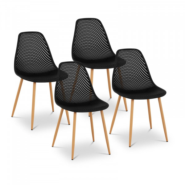 Chaise – Lot de 4 – 150 kg max. – Surface d’assise de 52 x 46,5 cm – Coloris noir