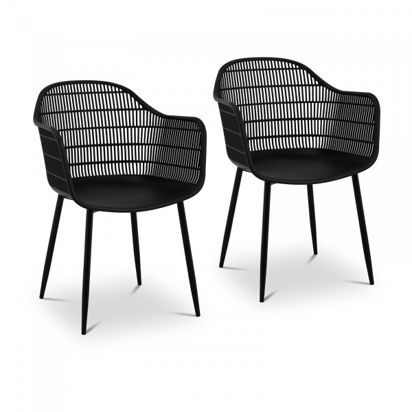 Chaise – Lot de 2 – 150 kg max. – Surface d’assise de 45 x 44 cm – Coloris noir