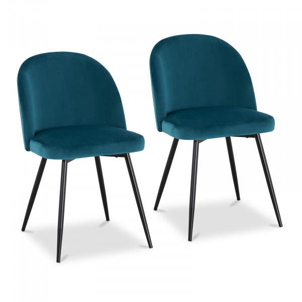 Chaise en tissu – Lot de 2 – 150 kg max. – Surface d’assise de 48 x 41,5 cm – Coloris turquoise