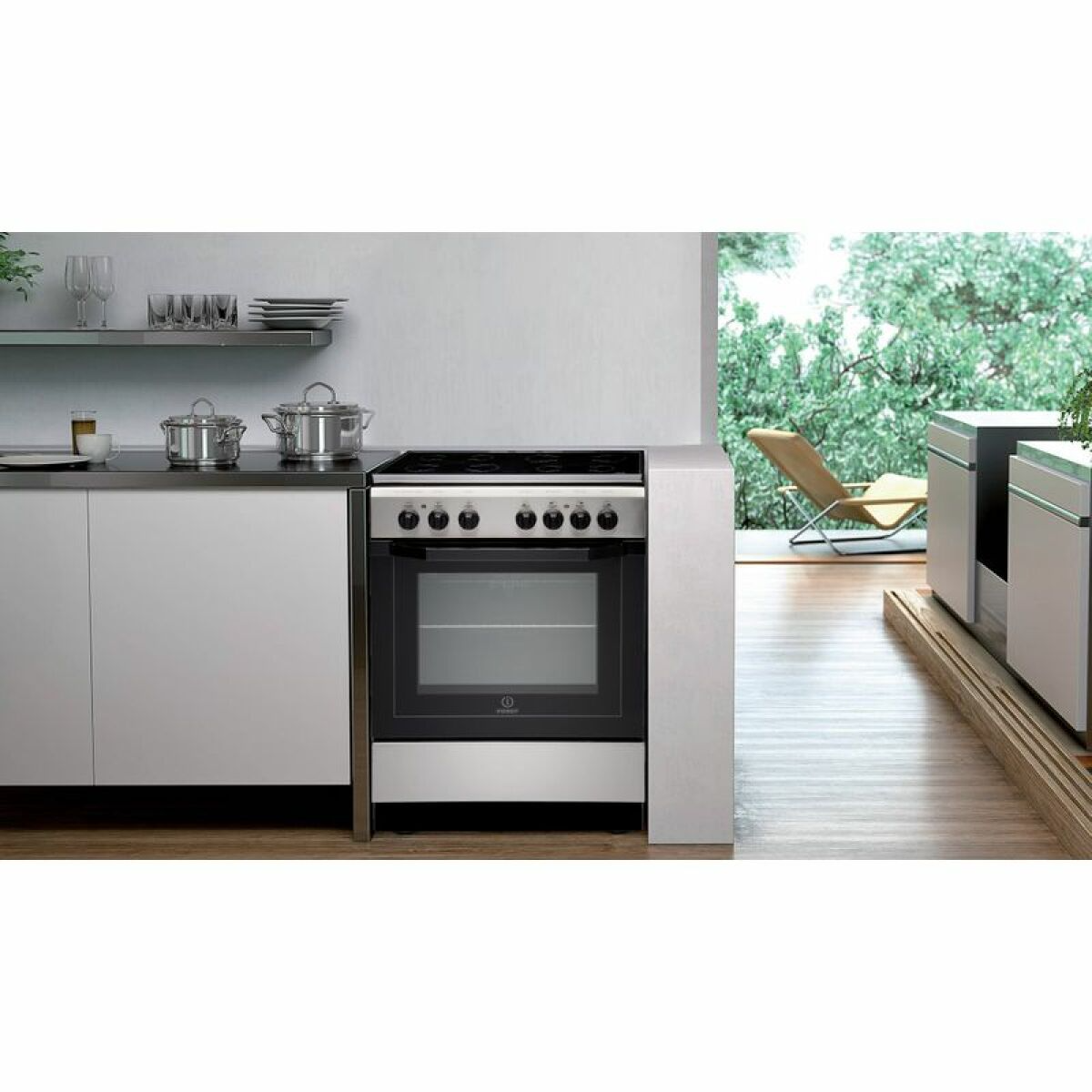 Cuisinière vitrocéramique INDESIT I6V6C1A X/FR 4 foyers Inox