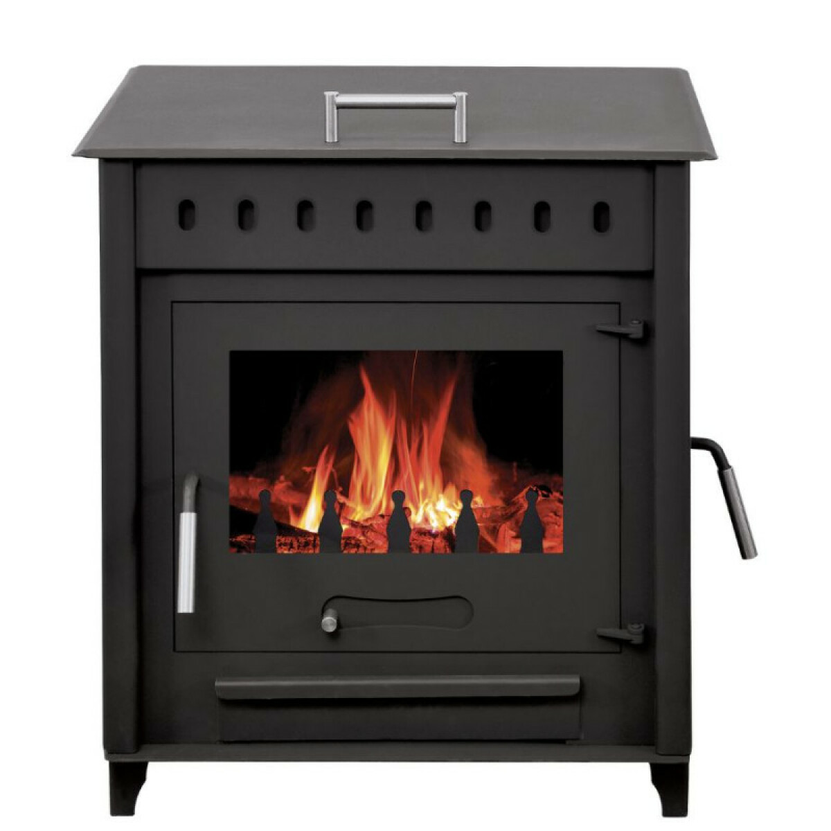 POÊLE À BOIS AVEC FOUR PIA 14KW | BÛCHES 55CM – Acier