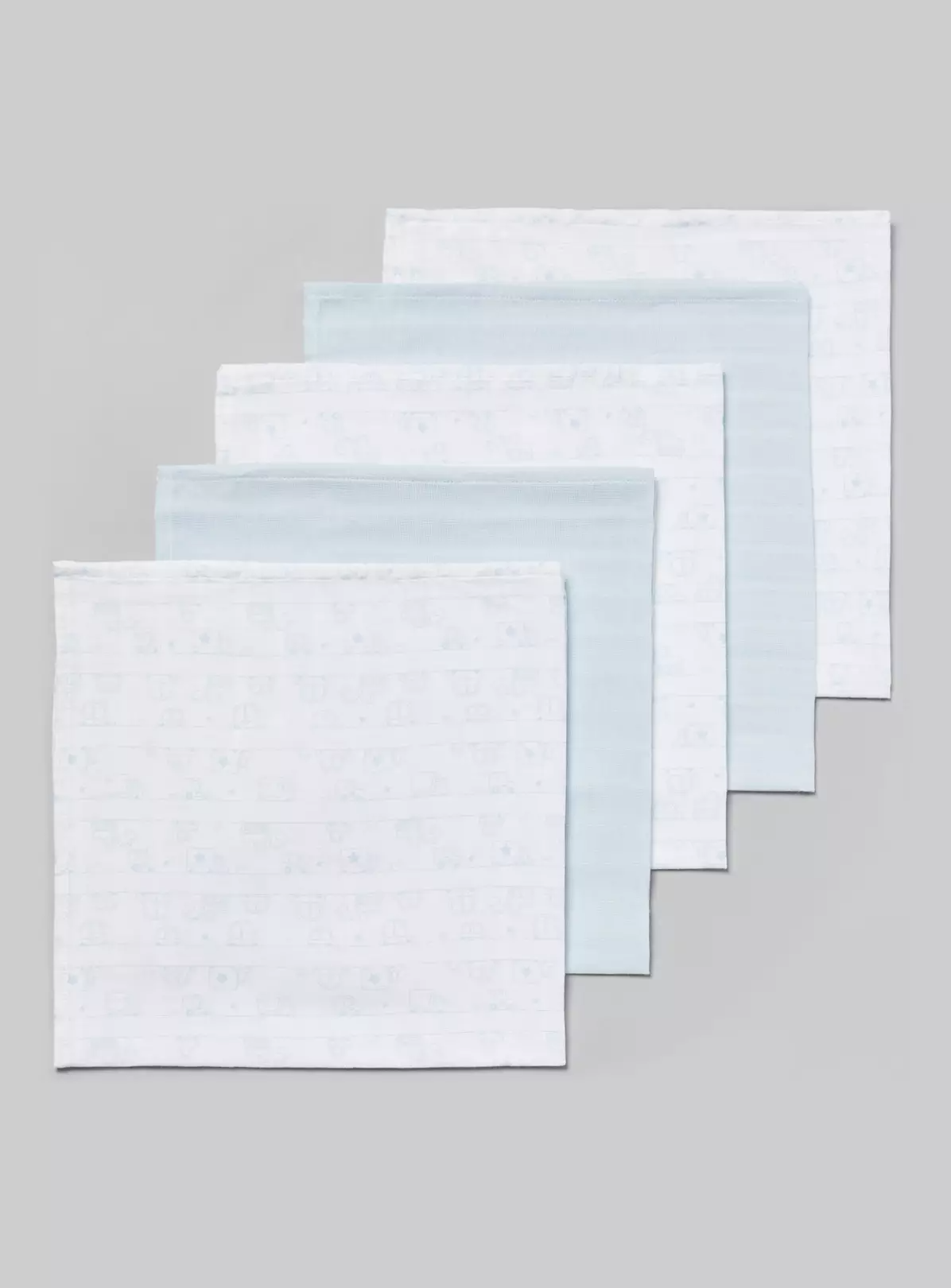 Blue & White Muslin Squares 5 Pack – One Size