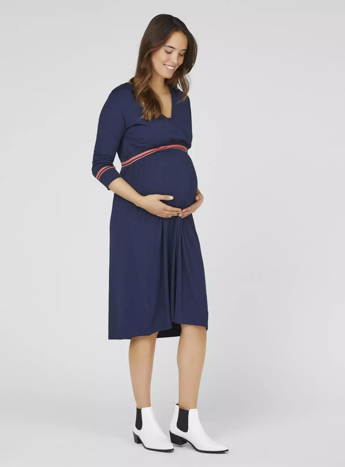 Navy Maternity Jersey Midi Dress – 12