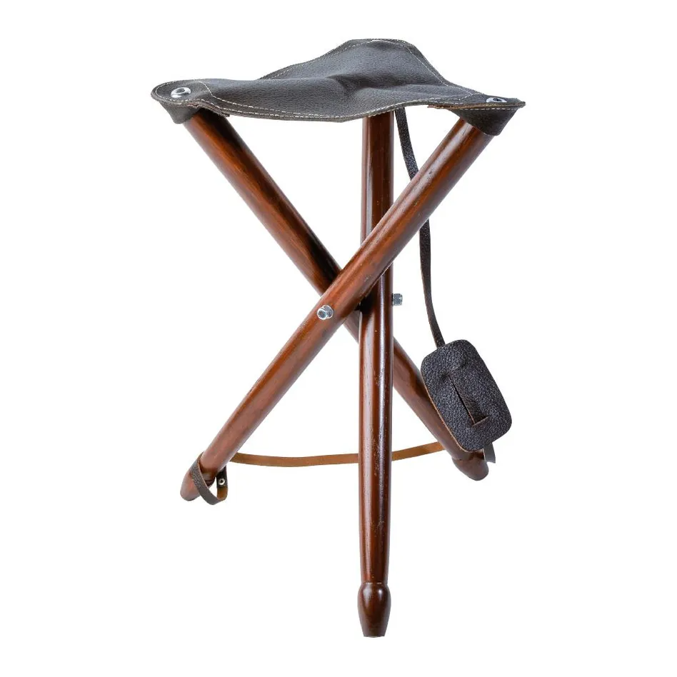 TREPIED BOIS SIEGE CUIR TS