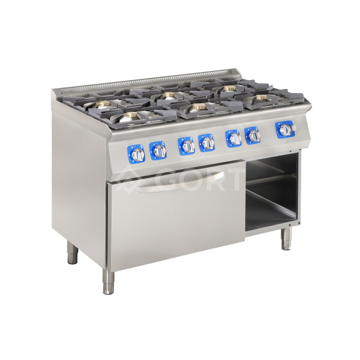 Cuisinière gaz 4 feux (4,15 x2 + 7,15 x2) sur four gaz – Gort
