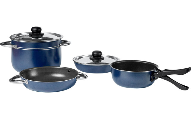 Set de casseroles aluminium empilable bleu 8 pièces Berger