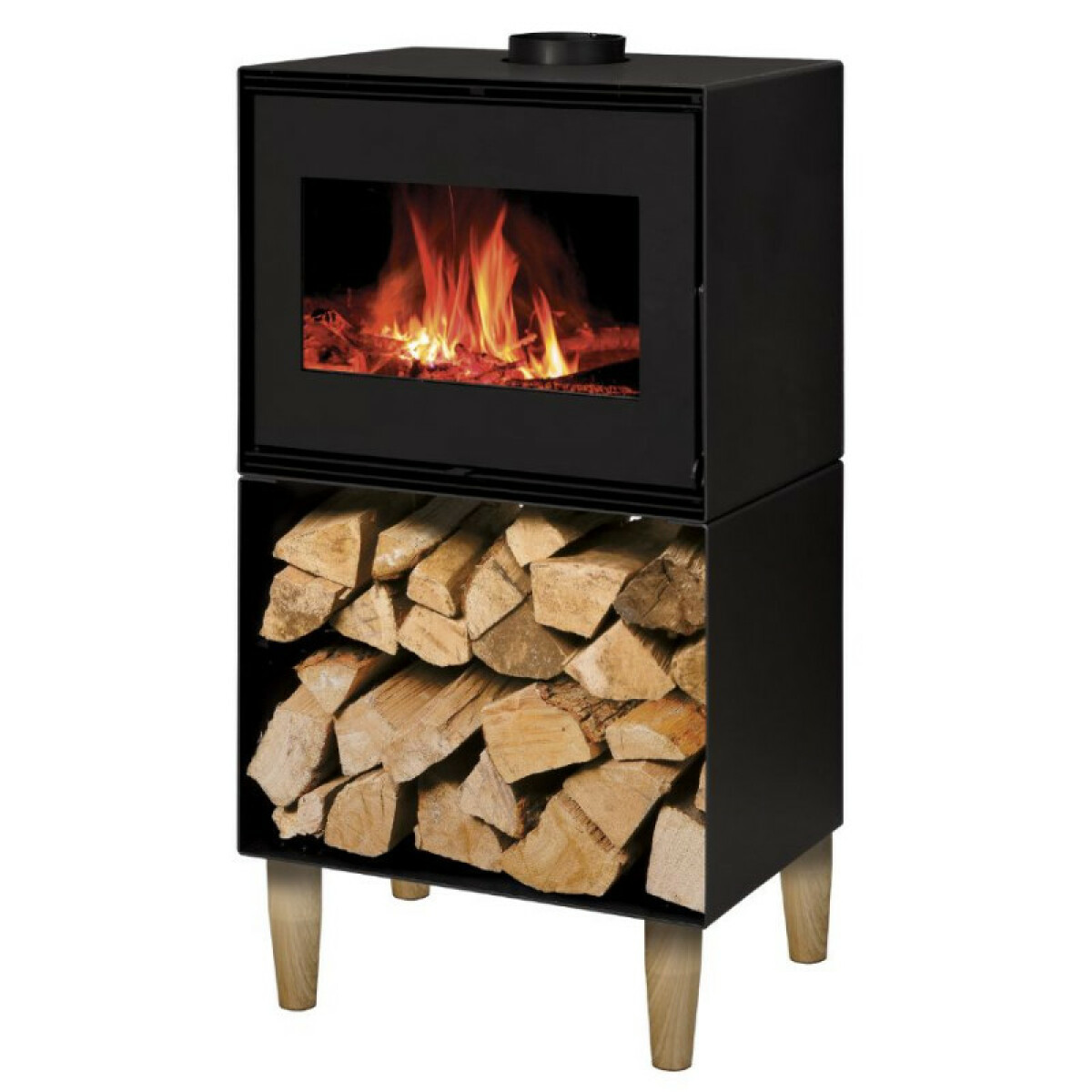 POÊLE À BOIS ANDREA 10KW | BÛCHES 50CM – Noir