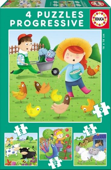 4 PUZZLES PROGRESSIFS ANIMAUX DE LA FERME