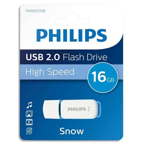PHILIPS CLÉ USB 2.0 SNOW 16GO BLANC/BLEU FM016FD70B + REDEVANCE