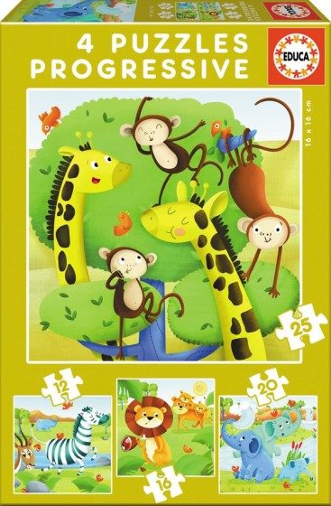 4 PUZZLES PROGRESSIFS ANIMAUX SAUVAGES