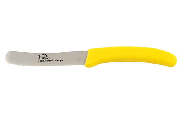 Berger Couteau à déjeuner I Love Camping jaune