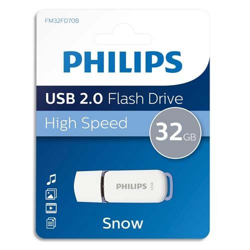PHILIPS CLÉ USB 2.0 SNOW 32GO BLANC/GRIS FM032FD70B + REDEVANCE