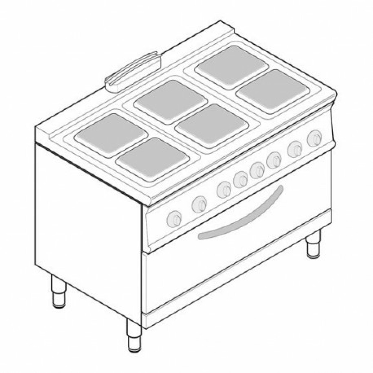 Piano de cuisson électrique sur four électrique statique extra large – 6 plaques carrées – gamme 700 – modules 400 – Tecnoinox
