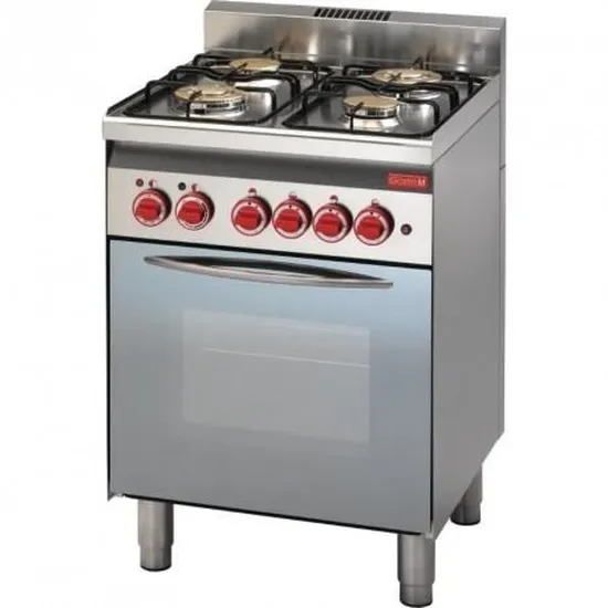 Piano de cuisson à gaz 4 brûleurs – four électrique à convection GN 2/3 – Gastro M – 600