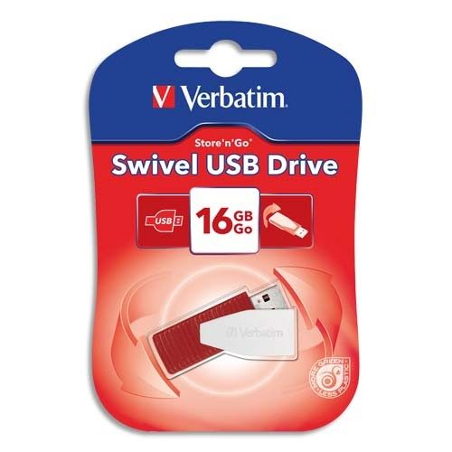 VERBATIM CLÉ USB 2.0 SWIVEL 16GO ROUGE + REDEVANCE