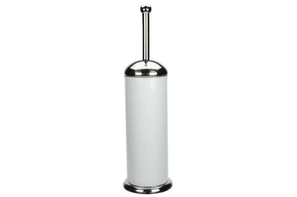 Porte balai WC inox et blanc avec brosse