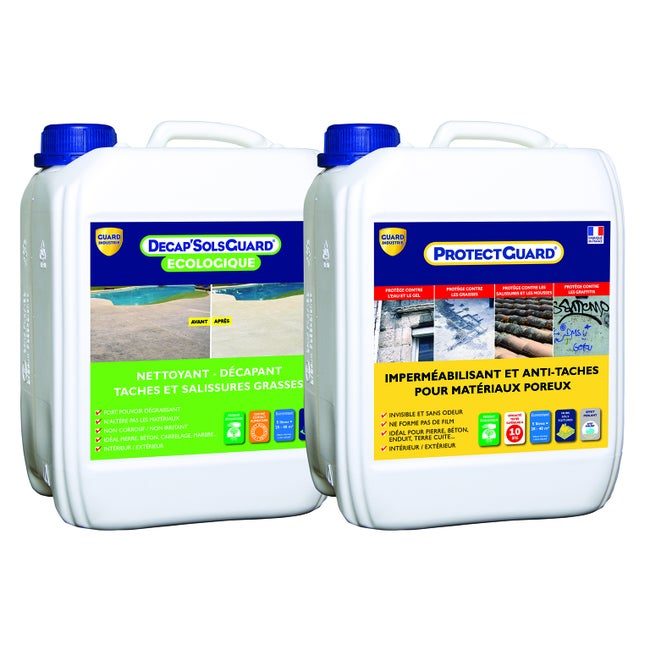 Pack sols anciens Décap’Sols 5L + ProtectGuard 5L + pulvérisateur offert