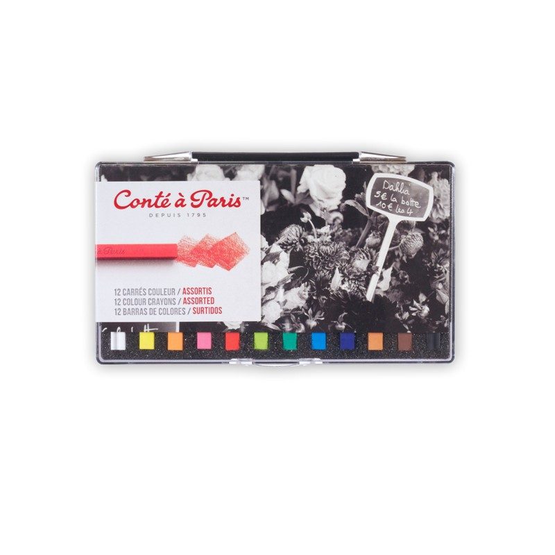 Coffret 12 carrés couleurs assorties – conté à paris